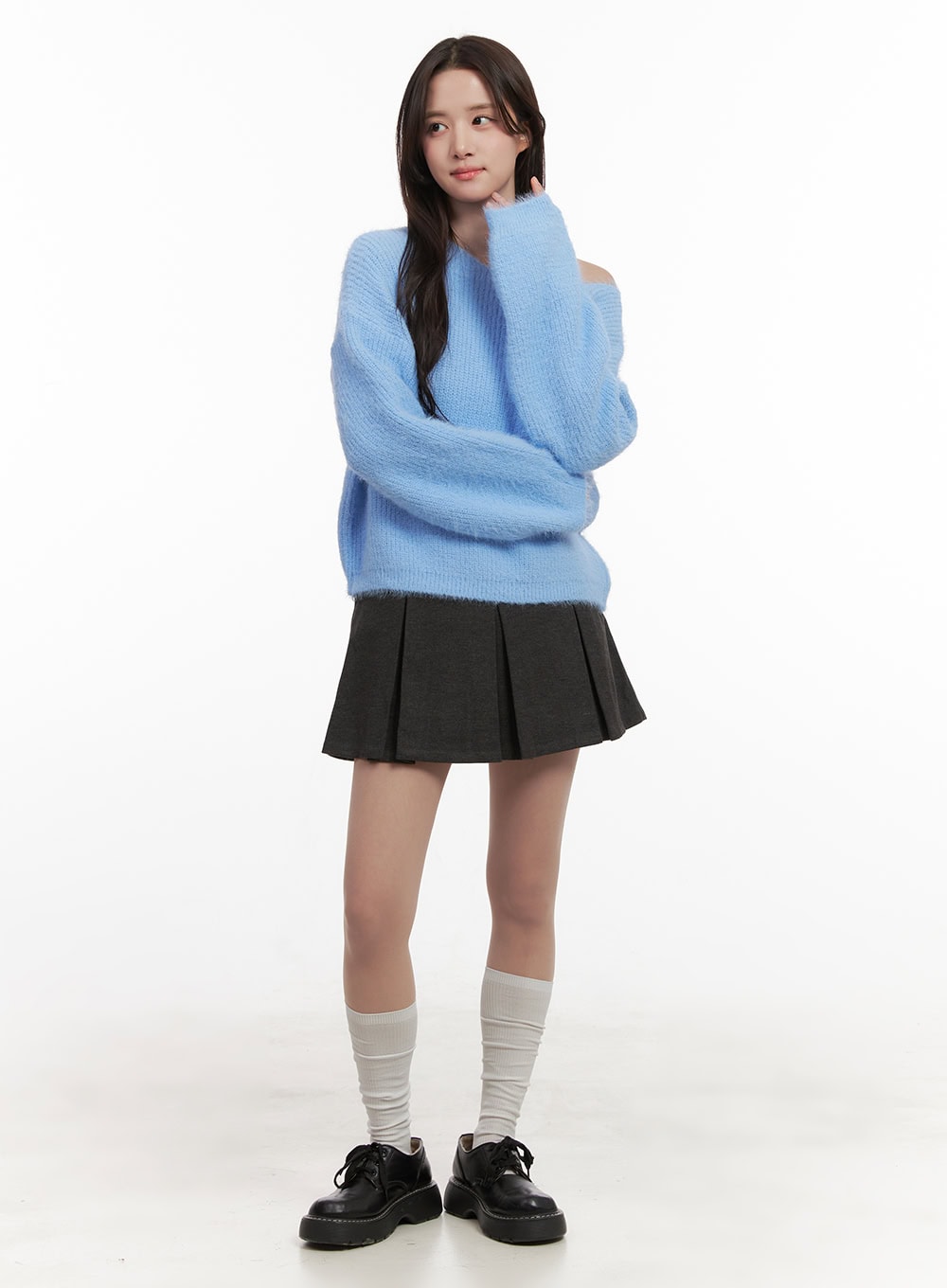 Cozy Boat-Neck Oversized Sweater IJ510