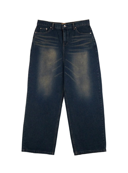 Men's Vintage Washed Wide-Leg Jeans IJ517