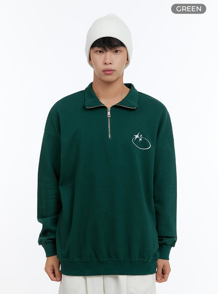 mens-classic-cotton-half-zip-graphic-hoodie-green-is413