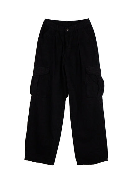 solid-wide-fit-cargo-pants-id402