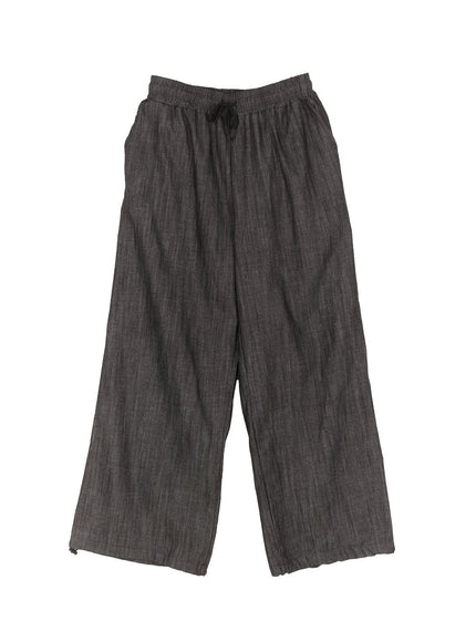 Men's Denim Wide-Leg Sweatpants (Black) IM518