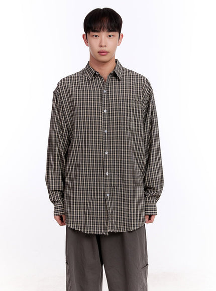 Men's Oversized Checkered Collared Shirt IM512