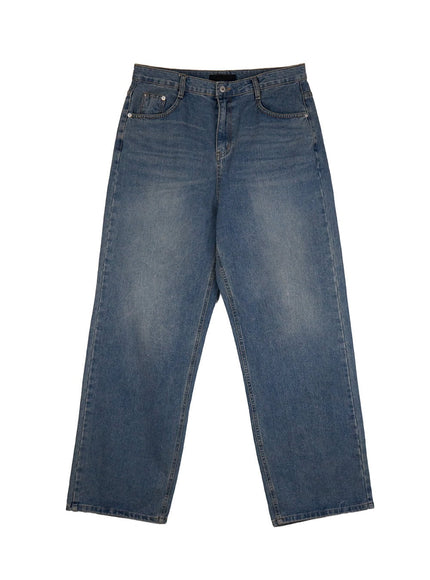 Men's Washed Wide-Leg Jeans IF517