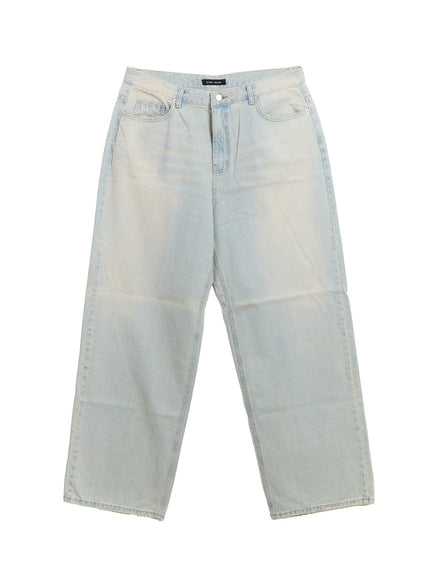 Men's Washed Wide-Leg Jeans IF528