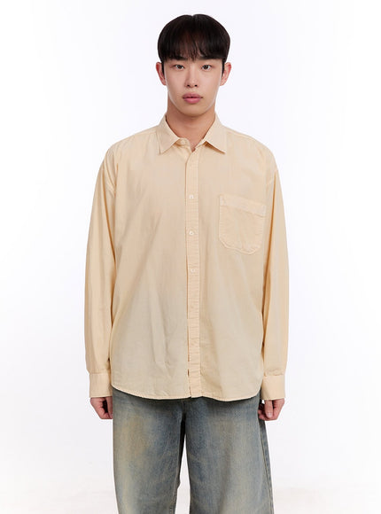 Men's Loose-Fit Long Sleeve Collared Shirt IM512