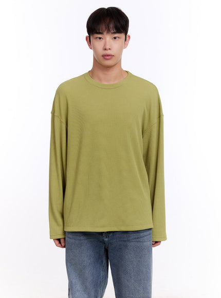 Men's Oversized Waffle-Knit Long Sleeve Tee IM512