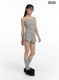basic-button-shorts-lounge-wear-set-if423 / Gray