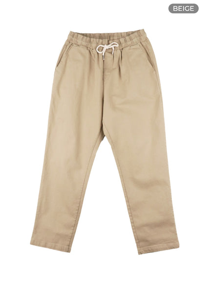 mens-solid-cotton-straight-fit-pants-ia401 / Beige