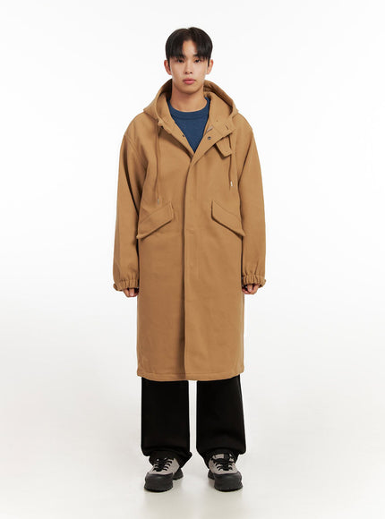 mens-warm-wool-zip-up-hooded-coat-id413 / Beige