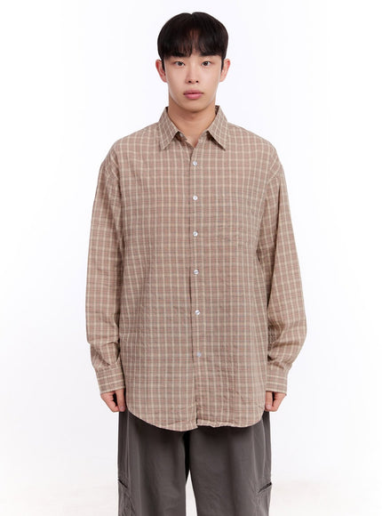 Men's Oversized Checkered Collared Shirt IM512