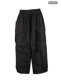 mens-denim-cargo-stitch-jeans-is420 / Black