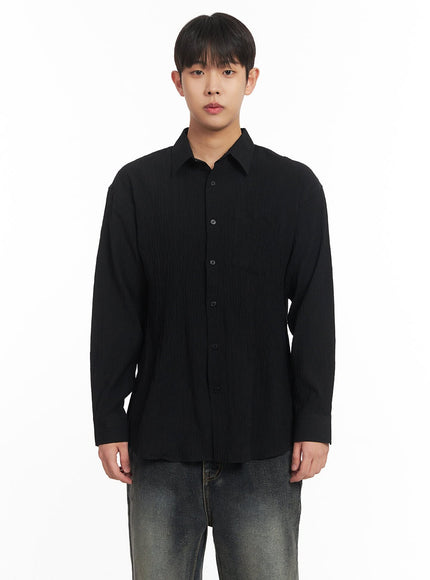 mens-wrinkle-collared-shirt-im514 / Black