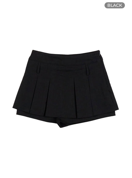 layered-pleated-mini-skort-ig405 / Black