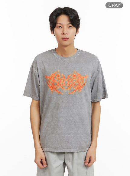 mens-washed-graphic-t-shirt-iy416 / Gray