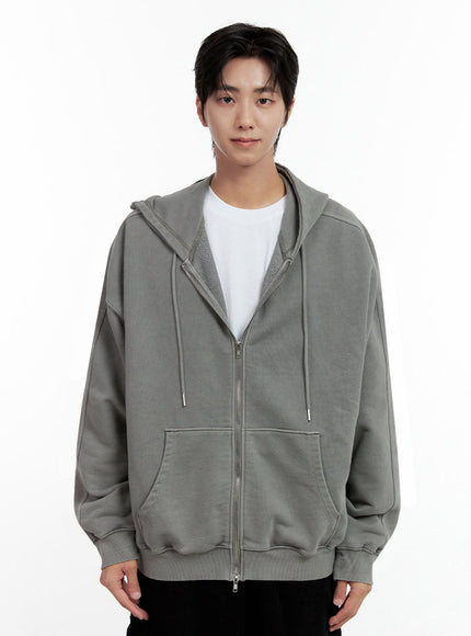 mens-classic-two-way-zipper-hoodie-in401 / Gray