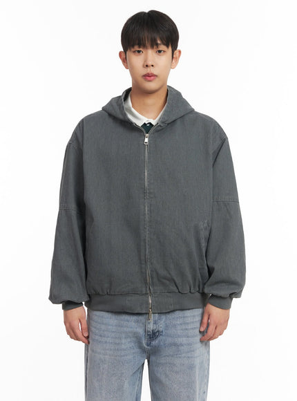 mens-oversized-zip-up-hooded-jacket-im514 / Gray