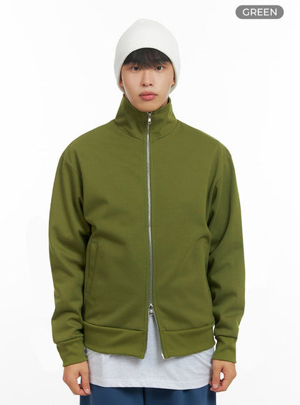 mens-two-way-zip-up-turtleneck-sweatshirt-io420 / Green