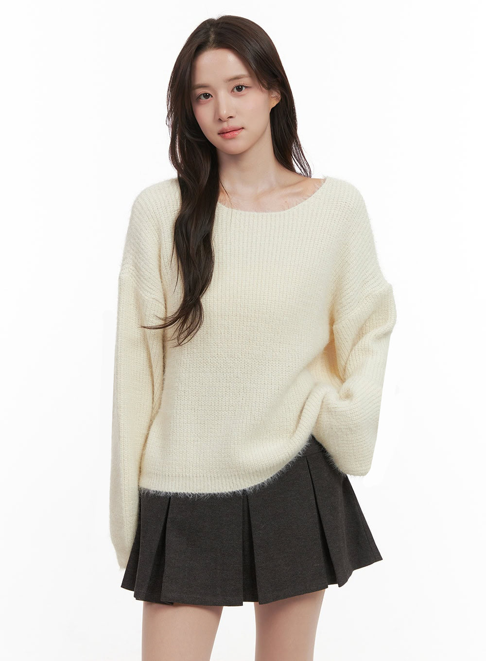 Cozy Boat-Neck Oversized Sweater IJ510