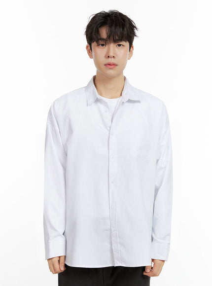 mens-buttoned-collar-shirt-in422 / White