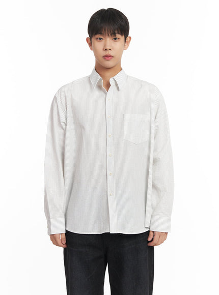 mens-oversized-stripe-collared-shirt-im514 / White