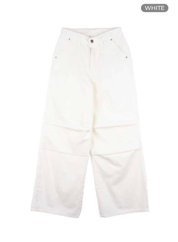 pintuck-wide-leg-trousers-ia417 / White