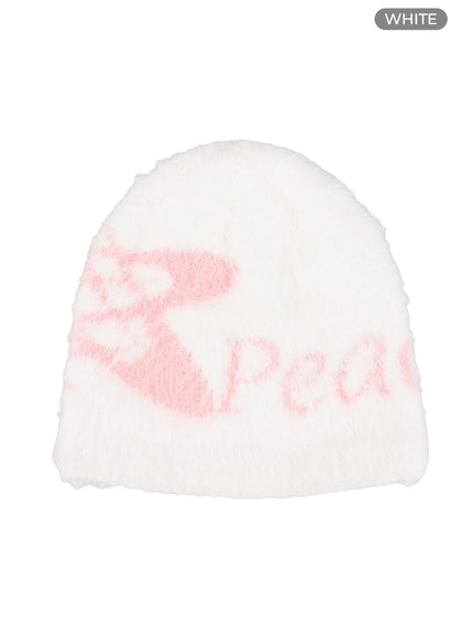 fuzzy-graphic-bliss-beanie-is402 / White