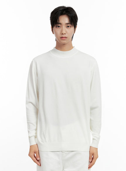 mens-classic-mock-neck-long-sleeve-shirt-in401 / White