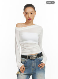 basic-one-shoulder-long-sleeve-iy422 / White