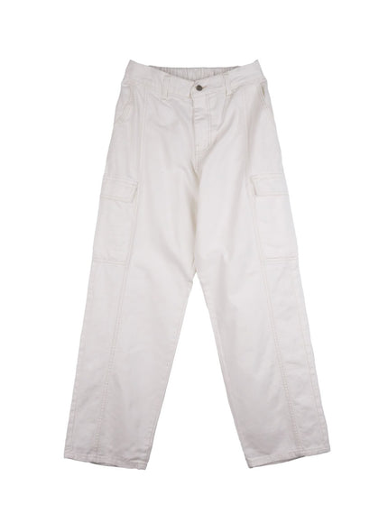 mens-cargo-stitch-wide-fit-pants-in411 / White