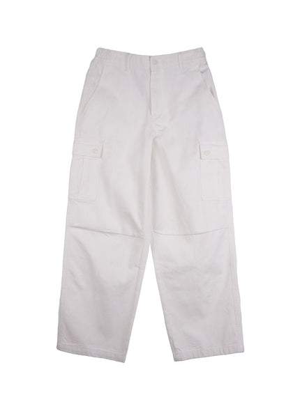 mens-wide-fit-cargo-pockets-cotton-pants-id413 / White