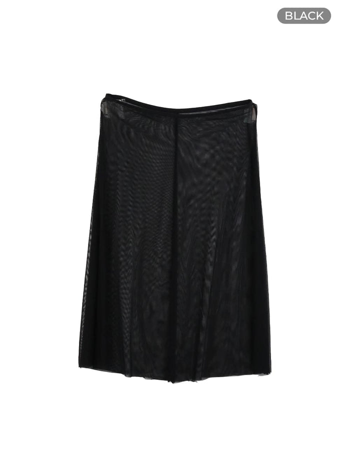 sheer-layering-maxi-skirt-ia417 / Black