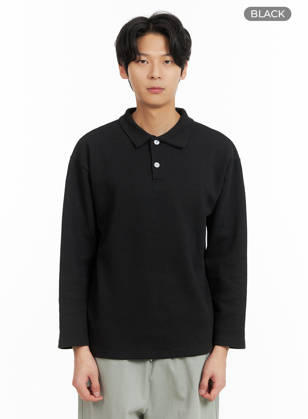 mens-long-sleeve-polo-shirt-ia402 / Black