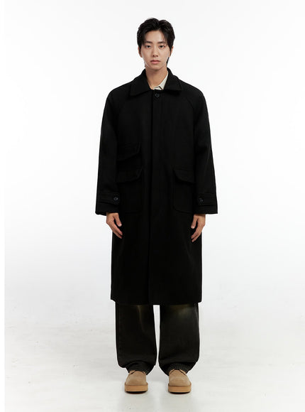 mens-classic-wool-blend-coat-in411 / Black