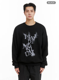 mens-graphic-cotton-crew-neck-sweatshirt-ia401 / Black