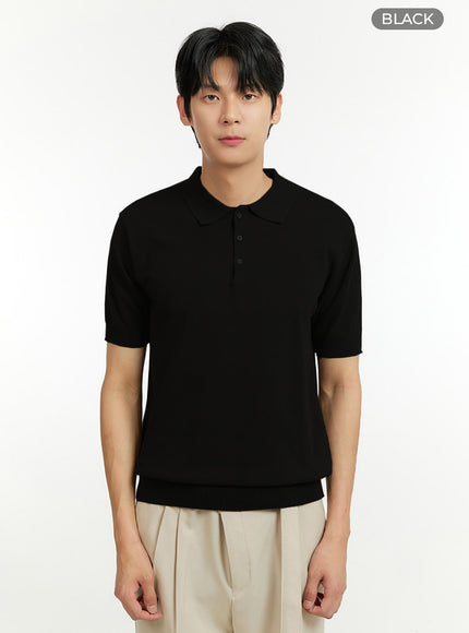 mens-collar-buttoned-t-shirt-il412 / Black