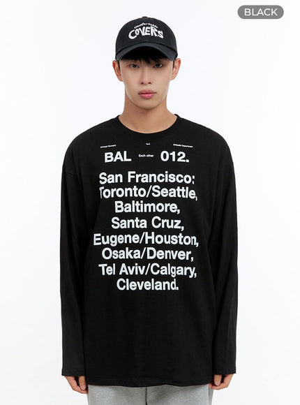 mens-cotton-lettering-oversize-t-shirt-is413 / Black