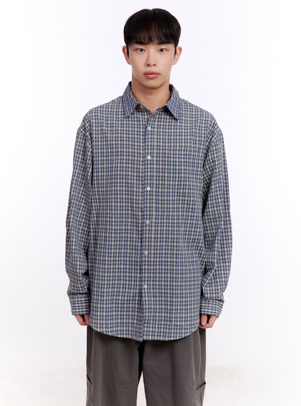 Men's Oversized Checkered Collared Shirt IM512