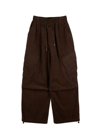 mens-refined-wide-leg-cargo-pants-in401 / Brown