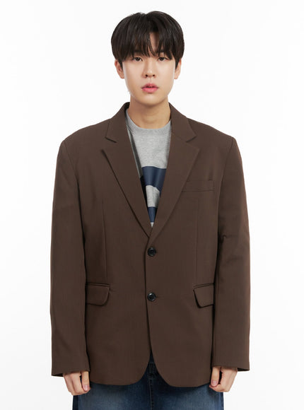 mens-basic-oversized-blazer-ij517 / Brown