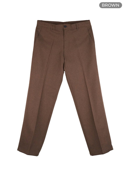 mens-solid-tailored-pants-ig428 / Brown