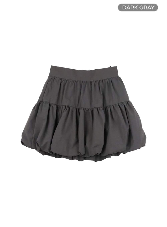 shirred-balloon-mini-skirt-ia417 / Dark gray