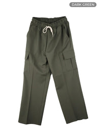 mens-basic-straight-fit-cotton-cargo-pants-ia401 / Dark green