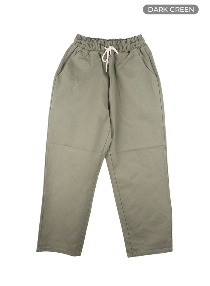 mens-wide-leg-cotton-pants-ia402 / Dark green