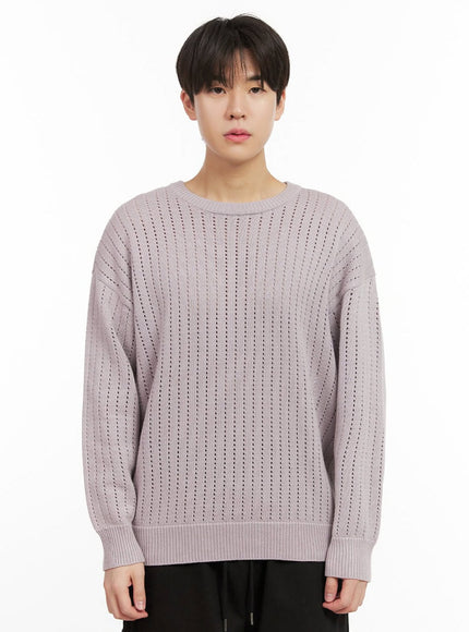 mens-knitted-hole-sweater-ij517 / Gray