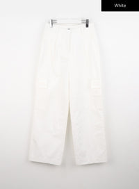 pintuck-cargo-cotton-pants-io326 / White