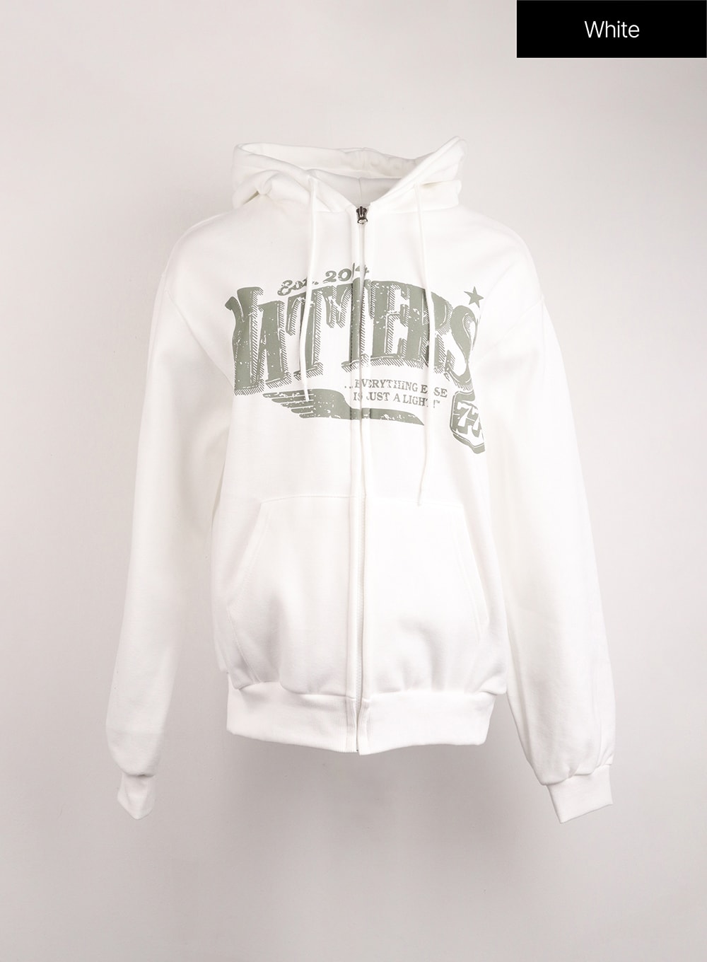 lettering-zip-up-hoodie-ij410 / White