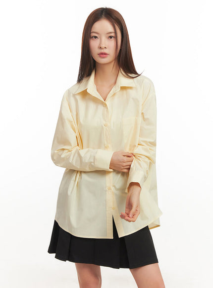 Relaxed-Fit Collared Button-Up Shirt IM514