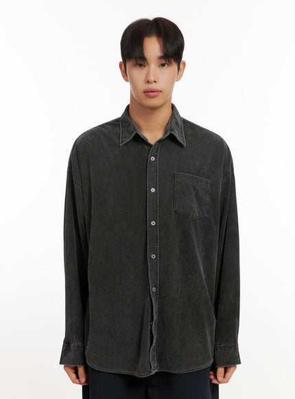 mens-cozy-corduroy-collar-shirt-id413 / Black