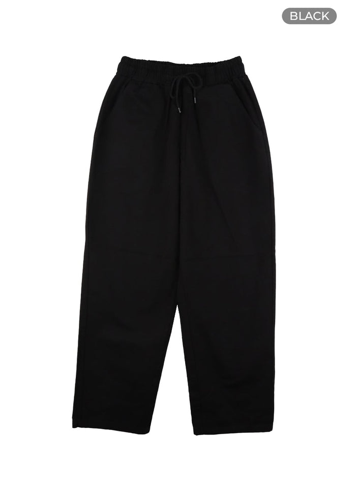 mens-wide-leg-cotton-pants-ia402 / Black