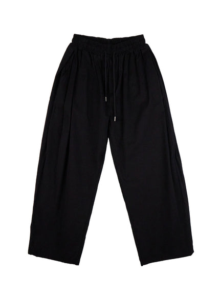 mens-solid-pintuck-wide-leg-trousers-in411 / Black